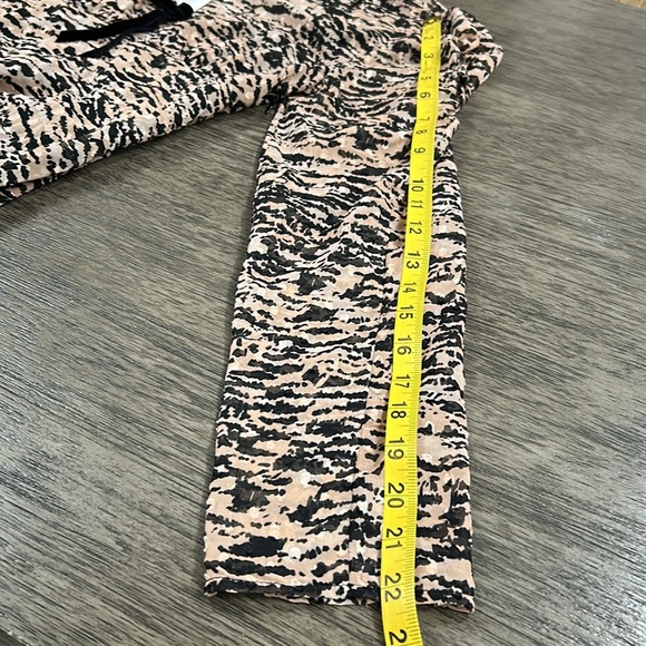 ZARA Textured Animal Print Ruched Puff Sleeve Mini Dress XS NWT - Picture 14 of 15